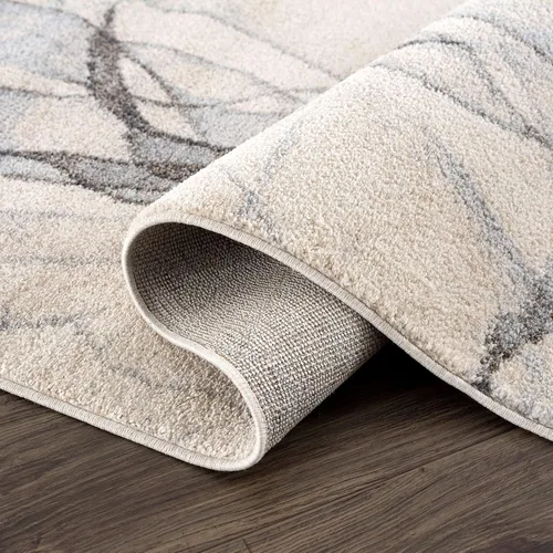 Miniatura 5 de Abani Alfombra contemporánea en capas gris y beige para comedor, de alta calidad, no desprende pelusa, 4 x 6 pies, diseño moderno