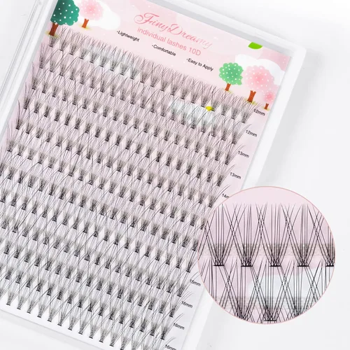 Miniatura 8 de Extensiones de pestañas 20D, 240 extensiones de pestañas individuales, pestañas en racimo de volumen, longitudes mixtas de 0.394-0.551 in, 20