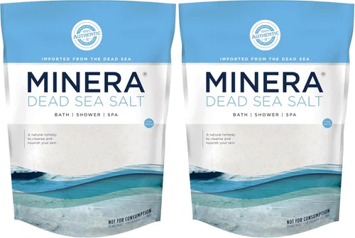 Minera Sal del Mar Muerto de grano fino para baño y remojo, 2 libras, de disolución rápida, 100% pura y natural, sin perfume, nutritiva para la piel