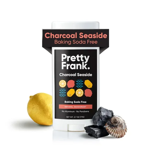 Pretty Frank Desodorante natural sin aluminio con carbón, sin bicarbonato de sodio, carbón marino (paquete de 1) | Respetuoso con la piel sensible,