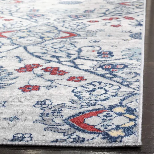 SAFAVIEH Brentwood Collection BNT894M - Alfombra decorativa de 2 x 4 pies, color azul marino y gris