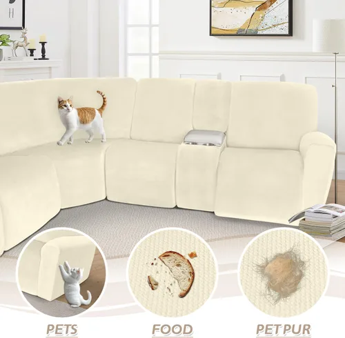 Miniatura 298 de Arfntevss Fundas de sofá seccional reclinable de terciopelo, Funda de sofá seccional de esquina para sofá reclinable, Funda elástica suave