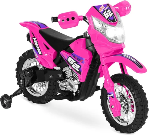 Miniatura 10 de Best Choice Products motocicleta eléctrica para niños de 6V con ruedas de apoyo, neumáticos con tracción, luces delanteras funcionales, velocidad