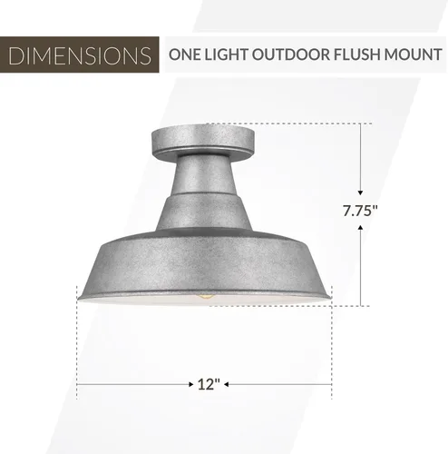 Miniatura 3 de Generation Lighting Lámpara de techo de 1 luz estilo granero para exteriores, peltre desgastado 7837401-57, lámpara de techo empotrada