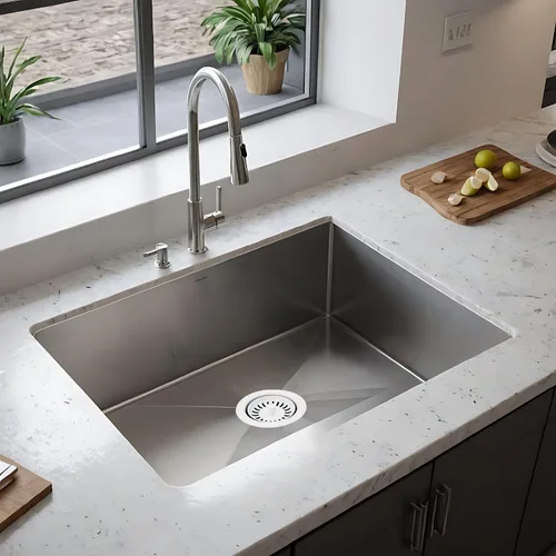 Miniatura 6 de Westbrass D2082S-50 3-1/2" Cuello Extra-Profundo Fregadero de Cocina Eliminación de Residuos Brida y Tapón Colador, Revestimiento en Polvo Blanco