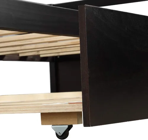 Miniatura 6 de P PURLOVE Sofá cama de tamaño individual con marco de cama nido, sofá cama de madera para sala de estar, habitación de invitados, dormitorio