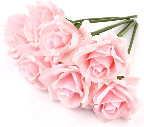 Miniatura 15 de Eyamumo 7 rosas artificiales, flores artificiales de seda sintética, flores falsas de tacto real, decoración de bricolaje para bodas, fiestas