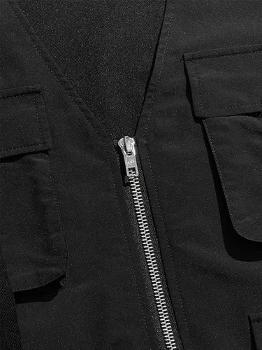 Miniatura 6 de OYOANGLE Chaleco tipo cargo sin mangas con cuello en V y cremallera para hombre con bolsillos con solapa