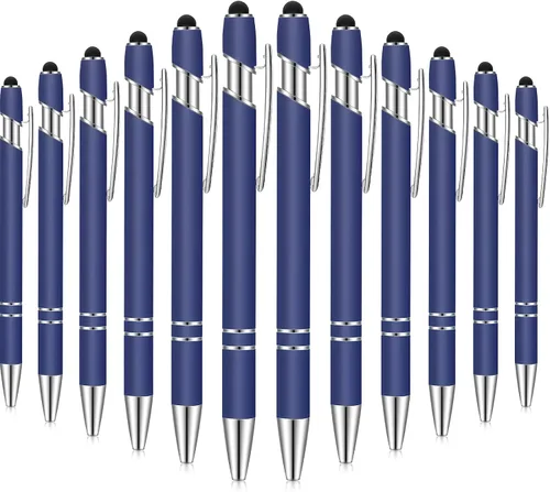 Miniatura 15 de Tenare 12 piezas 2 en 1 bolígrafo de metal con punta de lápiz capacitivo, bolígrafo de 1,0 mm de tinta negra para pantallas táctiles (color surtido)