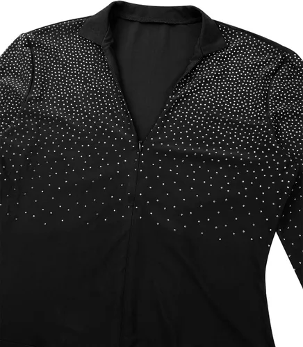 Miniatura 6 de Camiseta de baile de tango latino con diamantes de imitación brillantes para hombre