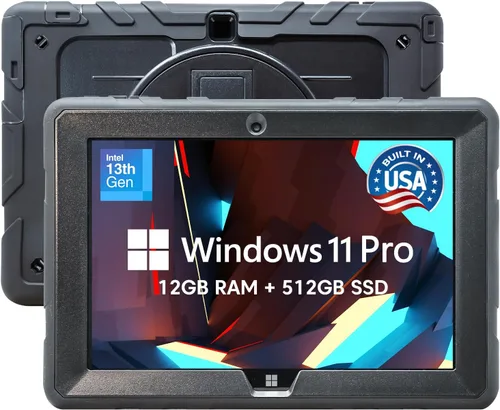 Fusion5 Tablet PC profesional resistente con Windows 11 de 10.1 pulgadas, 12 GB de RAM, SSD de 512 GB, Intel de 13ª generación, tableta Full HD con