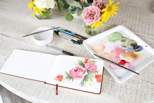 Miniatura 5 de Linden Art Diario de acuarela, 140 libras (10.58 oz/m²), 64 páginas prensadas en frío de 8.5 x 5.5 pulgadas, diario de viaje de acuarela y medios