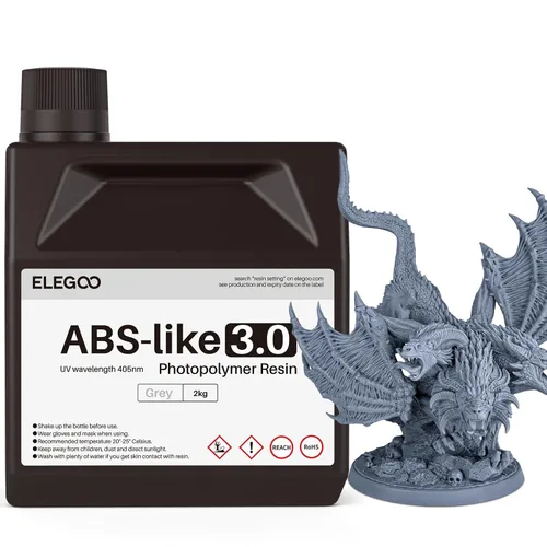 Miniatura 18 de ELEGOO 8K Resina similar a ABS 3.0, Resina de fotopolímero de curado UV 405nm, Resina ABS mejorada para impresión 3D, mayor precisión, menor
