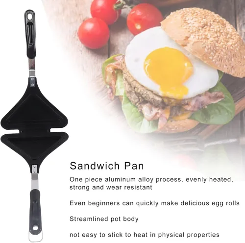 Miniatura 7 de Butty Maker, doble cara rectangular forma butty pan con asa, multifuncional antiadherente a la parrilla panini maker, para cocina y hogar, 13 4 x 7