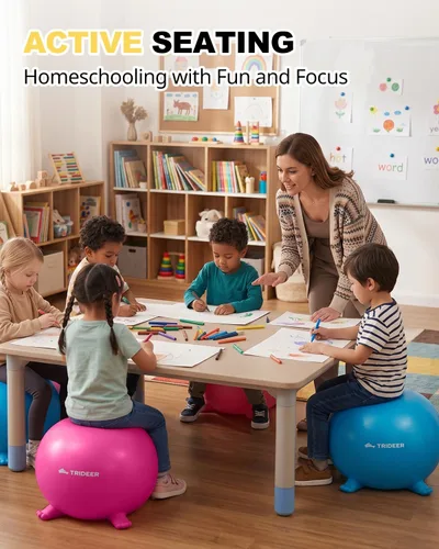 Miniatura 3 de Trideer Asiento flexible para aula primaria, sillas de pelota de yoga para niños, silla tambaleante de suministros escolares para niños sensoriales