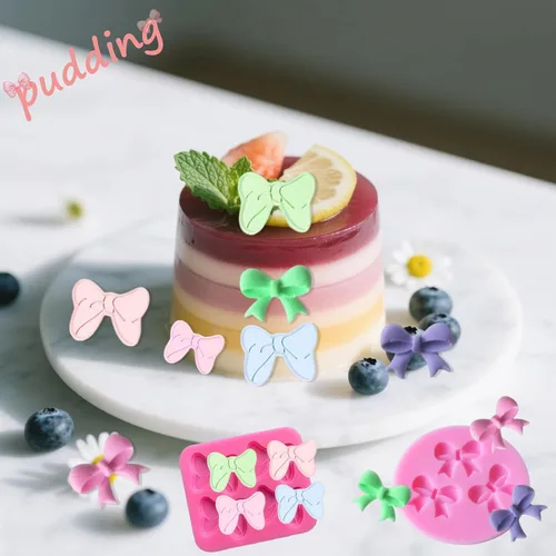 Miniatura 6 de Molde de silicona para moño, 5 piezas de moldes de silicona para fondant, moldes de chocolate para tartas de chocolate, dulces, moldes de arco