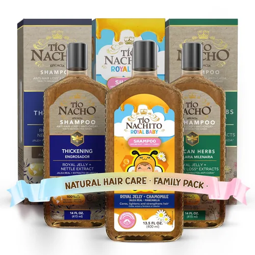 Tio Nacho Paquete de cuidado del cabello familiar: Royal Baby Hair and Body Shampoo, champú mexicano de hierbas, champú antipérdida de cabello