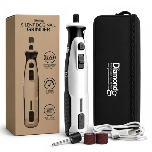 Miniatura 15 de Diamondg Molinillo de uñas inalámbrico para perros con sonido silencioso y punta LED para perros grandes y pequeños, 4 horas de duración - Cortaúñas