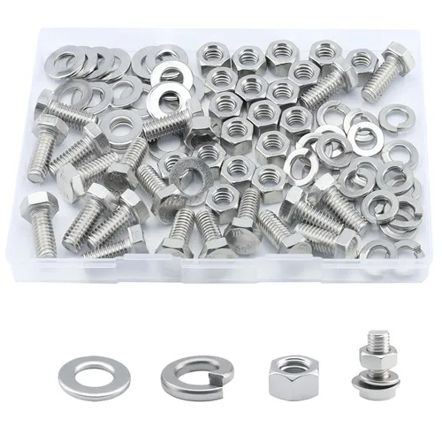 Miniatura 6 de Tornillo de cabeza hexagonal 1/4-20 x1 (20 unidades), tuercas de bloqueo, kits de arandelas planas y de bloqueo, acero inoxidable 304 18-8
