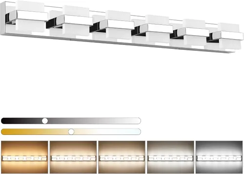 Miniatura 29 de SOLFART Lámpara de baño cromada de 3 luces, luz de tocador sobre el espejo, lámparas LED modernas, 5 colores de temperatura ajustable moderna