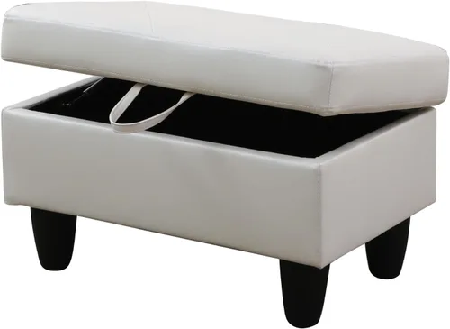 Miniatura 5 de Reposapiés rectangular de piel sintética con almacenamiento para sala de estar y dormitorio (negro)