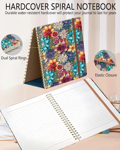 Miniatura 2 de Cuaderno de Diario en Espiral, Cuadernos Lindos A5 para Mujeres y Hombres, Cuaderno de Tapa Dura con Rayas Universitarias para Trabajo y Toma
