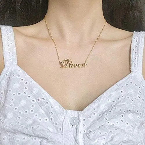 Miniatura 3 de Collar personalizado con nombre chapado en oro de 18 quilates, collares personalizados con nombre personalizado con placa de nombre, joyería