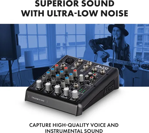 Miniatura 5 de ALTO TrueMix 500 Mezclador de Audio con Entrada XLR para Micrófono e Interfaz de Audio USB para Podcasting, Actuación en Vivo, Transmisión
