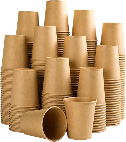 Miniatura 9 de Clawsoff Paquete de 180 tazas de papel de 12 oz, tazas de café desechables de papel kraft marrón de 12 oz, tazas de papel no blanqueadas