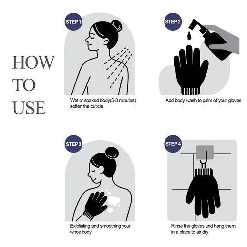 Miniatura 3 de Evridwear Guantes de baño exfoliantes de doble textura para ducha, spa, masaje y exfoliaciones corporales, removedor de células muertas de la piel