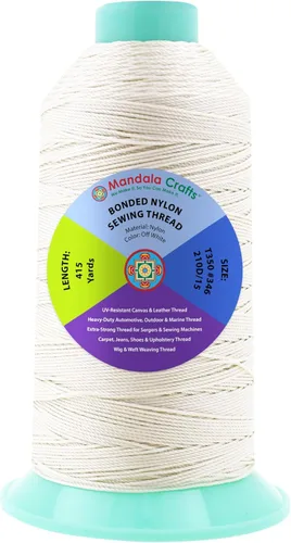 Miniatura 345 de Mandala Crafts - Hilo de nailon para coser cuero, tapicería, mezclilla y para trenzar el pelo; resistente, 1500 yardas, tamaño 69 T70 Marrón