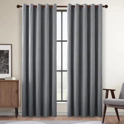 Miniatura 26 de DONREN Cortinas opacas de lino con aislamiento térmico de 52 x 95 pulgadas, cortinas de oscurecimiento de habitación con ojales para dormitorio