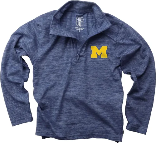Miniatura 10 de Wes and Willy Camiseta de manga larga con cremallera de 1/4 para niños, para fanáticos de los deportes universitarios, de hilo nublado