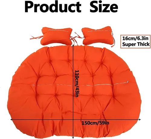 Miniatura 2 de Cojín de repuesto para silla Columpio de 2 plazas, Lavable, Grueso, Grande, de Mimbre, impermeable y resistente al sol, para balcón y patio