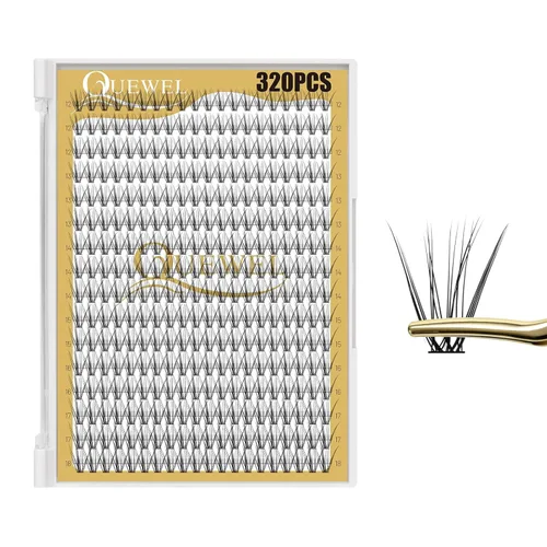 Miniatura 38 de QUEWEL 580 racimos de pestañas 30D+40D+50D+60D+80D+100D racimos de pestañas wispy de 10-18mm, pestañas individuales en racimo reutilizables