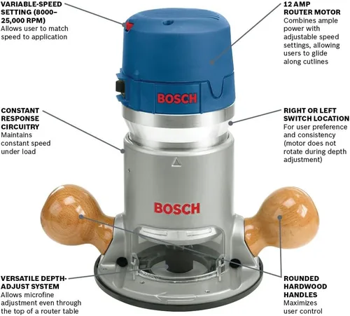 Miniatura 2 de Router Bosch 1617EVS de 2.25 HP, electrónico, de base fija.
