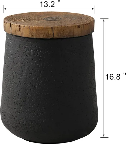 Miniatura 3 de SUNBURY Mesa auxiliar pequeña para exteriores, mesas auxiliares negras de 13 pulgadas de ancho para patio, mesa auxiliar decorativa, taburete