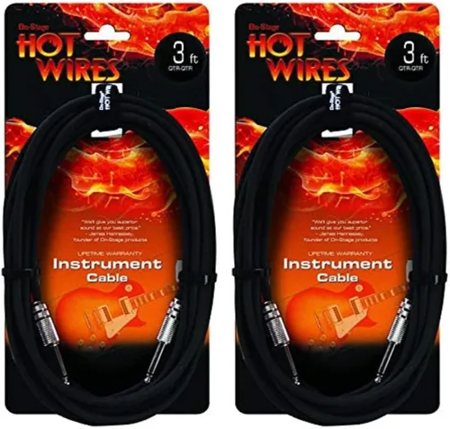Miniatura 4 de OnStage Cables calientes en el escenario 1/4" Cable para instrumento de guitarra, 3 pies