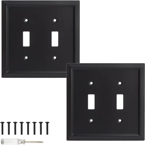 Miniatura 15 de Placa de pared, cubiertas de toma de corriente dúplex, cubierta de interruptor de luz negro mate - Placa de cubierta de toma de corriente eléctrica