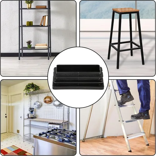 Miniatura 7 de Paquete de 20 tapas de plástico negras de 1 x 2 pulgadas para patas de silla de tubo rectangular