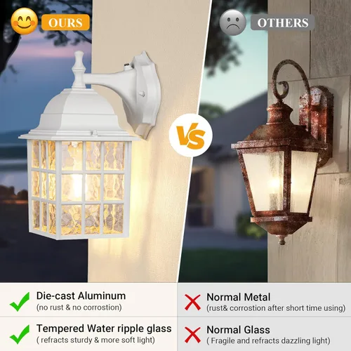 Miniatura 5 de Accesorios de iluminación para exteriores del atardecer al amanecer, luces exteriores con sensor, luces blancas para porche, faroles de pared