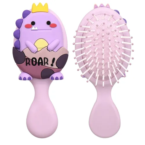 Cepillo desenredante para niños pequeños, mini cepillo de masaje para niños con cojín de aire, para cabello fino de niños y niñas, color morado 4.