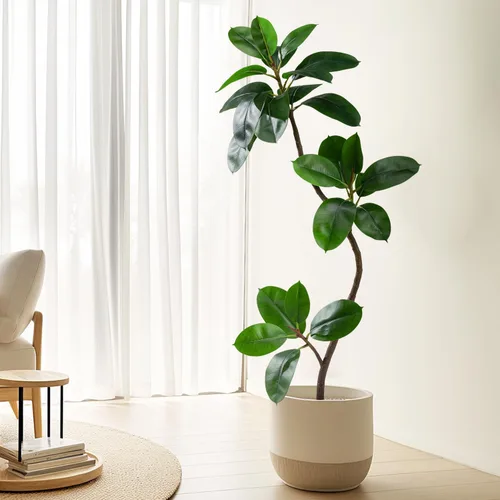Miniatura 7 de Bailikang Árbol de Goma Artificial de 1.4 metros Plantas de Imitación para Interiores Árboles Artificiales de Piso para Interiores, Plantas