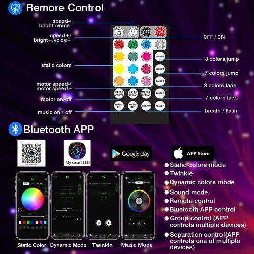 Miniatura 2 de FIREWORK Twinkle - Kit de techo RGBW Starlight de 16 W, 360 piezas, luces de estrella de fibra óptica mixtas de 9.8 pies para techo de coche y hogar