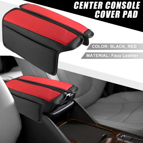 Miniatura 2 de Cojín para reposabrazos de consola central de automóvil, almohadilla suave, soporte negro y rojo para Nissan Rogue 2021 2022 2023 (paquete de 2)