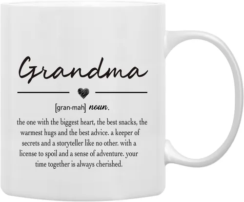 Miniatura 13 de QASHWEY Gigi Definition - Taza de café con texto en inglés "Grande", regalo de cumpleaños de la abuela y la madre, para nieta, nieto, taza