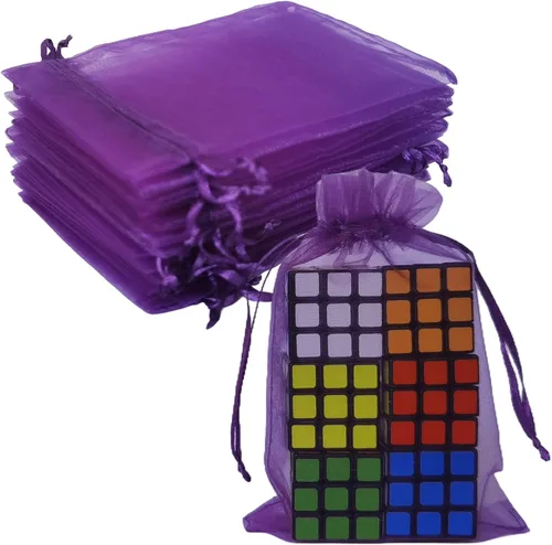 Miniatura 41 de Bolsas de regalo de organza de 5 x 7 pulgadas con cordón para joyas, dulces, flores de lavanda secas, 100 bolsitas rojas, bolsa de malla de tela
