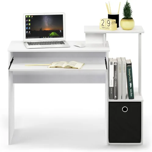 Miniatura 7 de Furinno Econ - Escritorio multiusos para computadora de oficina en casa, color blanco y negro Blanco/Negro