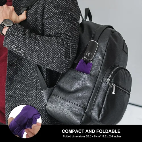 Miniatura 125 de LEAGERA Paraguas de viaje compacto para bolso, mango plano, impermeable para lluvia ligera