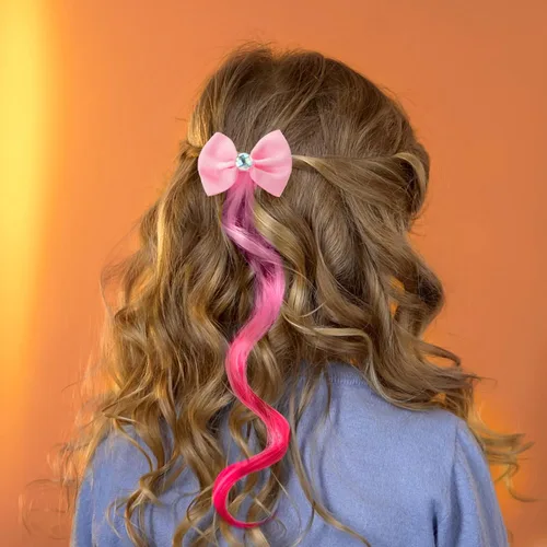 Miniatura 4 de 6 pinzas para el cabello para niñas, extensiones de cabello de color de 13 pulgadas con clip para niñas, extensiones de cabello rizado con clip